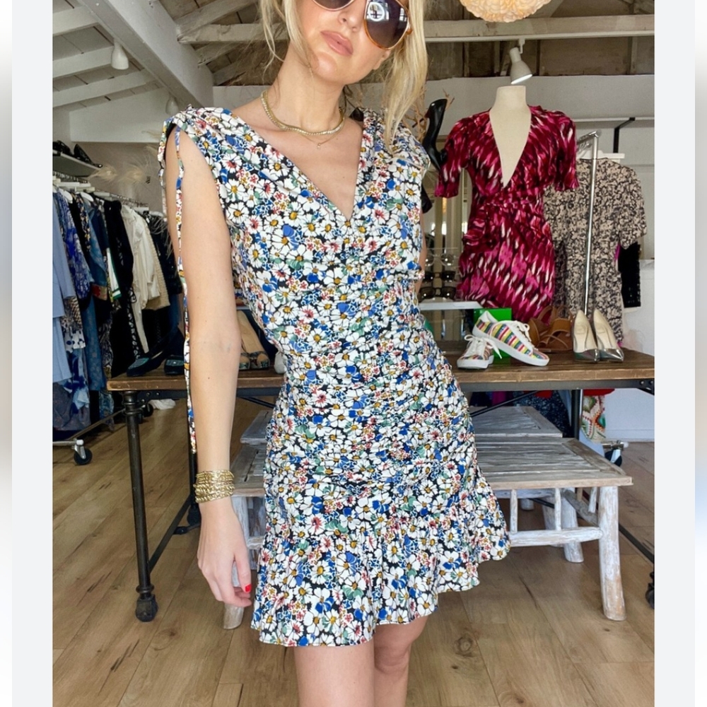 Veronica Beard Jackson Floral Ruched MiniDress, Women's Size 4, , EUC